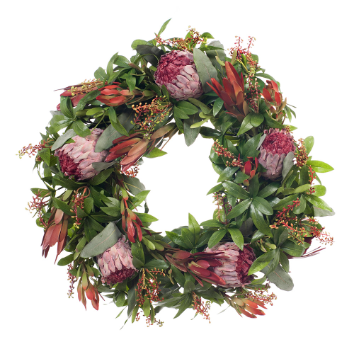 Protea mix wreath red/green|